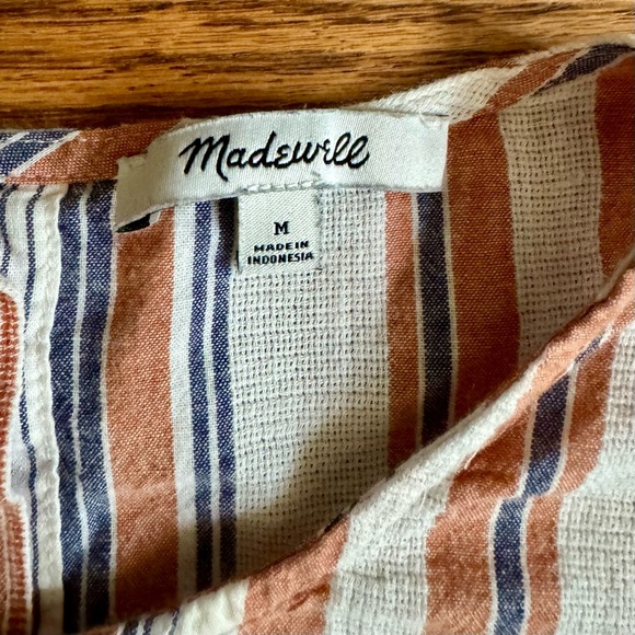 Madewell Boxy Button-Back Top in Haines Stripe - Rust, White, Blue - Medium - Picture 3 of 6